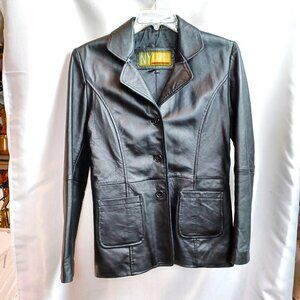 Ladies Black Leather Jacket NY Cargo Size XL Whimsigoth